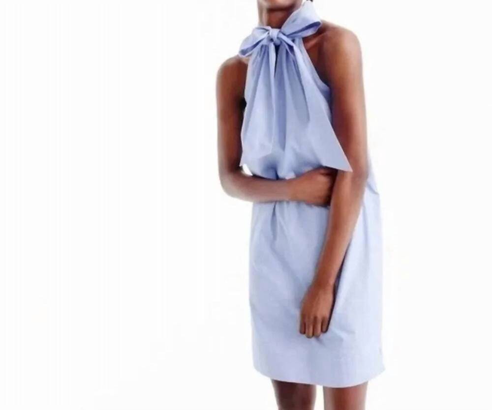 NEW J.CREW oxford tie neck halter mini dress in french blue